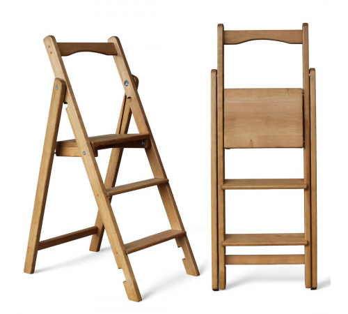 Драбина дерев'яна складана на 3 сходинки для дому, фотостудії Сходи трансформер побутові розкладні