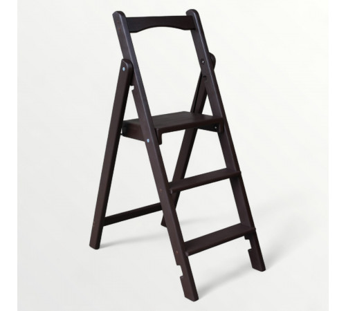 Drewniana składana drabina z 3 stopniami do domu, studia fotograficznego. Domowa składana drabina-transformator, gorzka czekolada.