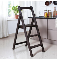 Драбина дерев'яна складана на 3 сходинки для дому, фотостудія Драбина-трансформер побутова розкладна Шоколад темний