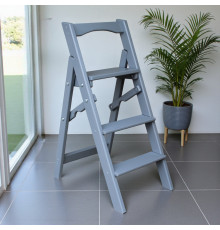 Драбина дерев'яна побутова на 3 сходинки для дому, фотостудії Сходи трансформер легкі складні розкладні Світло-сірий