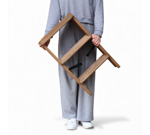 Дерев’яна драбина на 3 сходинки Побутова складана стрем'янка для дому, кухні, фотостудії побутові розкладні Вестерн Полісандр