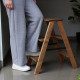 Дерев’яна драбина на 3 сходинки Побутова складана стрем'янка для дому, кухні, фотостудії побутові розкладні Вестерн Полісандр