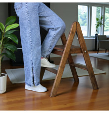 Дерев'яна драбина на 2 щаблі Побутова складана драбина для дому, кухні, фотостудії Драбина трансформер розкладна Полісандр