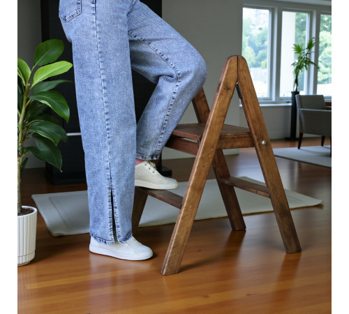 Zweistufige Holzleiter, klappbare Haushaltsleiter für Zuhause, Küche, Fotostudio, faltbare Leiter, Polysander