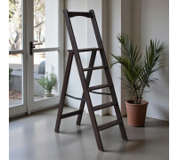 Wooden folding ladder with handrail Household high stepladder for home Chocolate