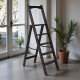 Дерев’яна розкладна драбина з поручнем Побутова висока стрем’янка для дому Шоколад