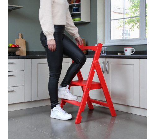 Drewniana drabina składana z 2 stopniami Domowa składana drabina do domu, kuchni, studia fotograficznego Składana drabina transformatorowa Jasna