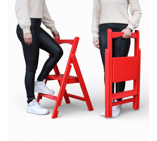 Drewniana drabina składana z 2 stopniami Domowa składana drabina do domu, kuchni, studia fotograficznego Składana drabina transformatorowa Jasna