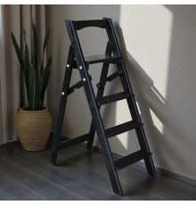 Драбина дерев'яна складана на 5 сходинок для дому, фотостудії Сходи трансформер побутові розкладні Чорний
