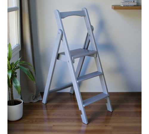 Drewniana składana drabina z 3 stopniami do domu, studia fotograficznego. Składana drabina transformatorowa do użytku domowego.