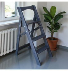 Драбина дерев'яна побутова на 3 сходинки для дому, фотостудії Сходи трансформер легкі складні розкладні Сірий графіт