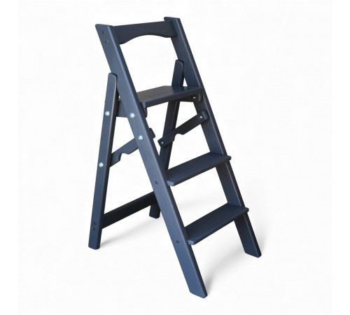 Драбина дерев'яна побутова на 3 сходинки для дому, фотостудії Сходи трансформер легкі складні розкладні Сірий графіт