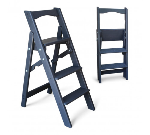 Драбина дерев'яна побутова на 3 сходинки для дому, фотостудії Сходи трансформер легкі складні розкладні Сірий графіт