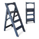 Драбина дерев'яна побутова на 3 сходинки для дому, фотостудії Сходи трансформер легкі складні розкладні Сірий графіт