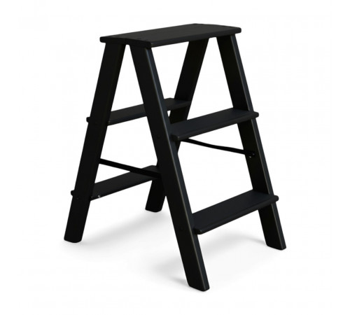 Дерев’яна драбина на 3 сходинки Побутова складана стрем'янка для дому, кухні, фотостудії побутові розкладні Вестерн Чорний