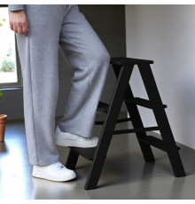 Дерев’яна драбина на 3 сходинки Побутова складана стрем'янка для дому, кухні, фотостудії побутові розкладні Вестерн Чорний