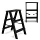 Дерев’яна драбина на 3 сходинки Побутова складана стрем'янка для дому, кухні, фотостудії побутові розкладні Вестерн Чорний