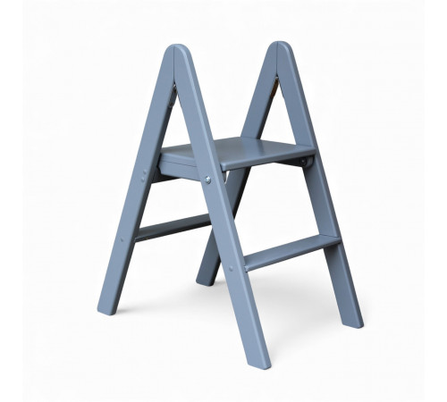 Zweistufige Holzleiter, klappbar, für Haushalt, Küche, Fotostudio, Faltbare Leiter, Grau