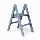 Zweistufige Holzleiter, klappbar, für Haushalt, Küche, Fotostudio, Faltbare Leiter, Grau