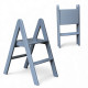 Zweistufige Holzleiter, klappbar, für Haushalt, Küche, Fotostudio, Faltbare Leiter, Grau