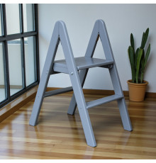 Дерев'яна драбина на 2 щаблі Побутова складана драбинка для дому, кухні, фотостудії Драбина трансформер розкладна Сірий