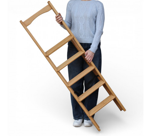 Drewniana składana drabina z poręczą Wysoka drabina domowa do domu Gorzka czekolada