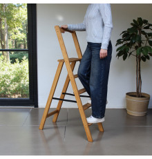 Дерев’яна розкладна драбина з поручнем Побутова висока стрем’янка для дому Шоколад темний