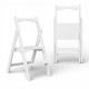 Drewniana drabina składana z 2 stopniami, domowa, do kuchni, studia fotograficznego. Składana drabina transformatorowa, biała.