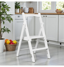 Дерев'яна стрем'янка на 2 сходинки Побутова складна стрем'янка для дому, кухні, фотостудії Сходи трансформер розкладні Білий