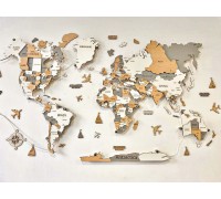 3D-Weltkarte aus Holz, Steinfarbe, XS-100*65 cm (ohne Hintergrundbeleuchtung), Ukrainisch, Boloto