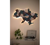 Karte der Ukraine mit gemalten Flüssen, Farbe Tundra XS – 100 * 67 cm, mit Hintergrundbeleuchtung, neutral