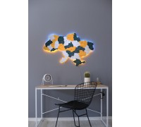 Map of Ukraine without rivers, Tropical color, M - 150 * 95 cm, Backlit, Yellow-blue