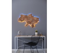 Karte der Ukraine mit hervorgehobenen Flüssen, Haselnussfarbe, M - 150 * 95 cm, Gelb-Blau