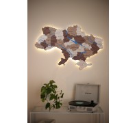 Mapa Ukrainy z malowanymi rzekami, Camel XS - 100 * 67 cm, Podświetlana, Zimna