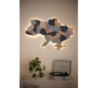 Karte der Ukraine mit gemalten Flüssen, Farbe Naturgrau XS – 100 * 67 cm, Hintergrundbeleuchtung, Kalt