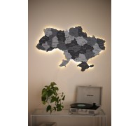 Mapa Ukrainy bez rzek, kolor: trzy odcienie szarości, XS - 100*67 cm, z podświetleniem, ciepła