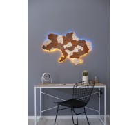 Karte der Ukraine ohne Flüsse, Farbe: Ruhe L - 200 * 135 cm, mit Hintergrundbeleuchtung, gelb-blau