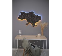Karte der Ukraine ohne Flüsse, Schwarz, M - 150 x 95 cm, Hintergrundbeleuchtung, Gelb-Blau