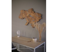 Map of Ukraine with rivers drawn in Peanut color, L - 200 * 135 cm, Without backlight, Without backlight