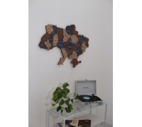 Map of Ukraine with painted rivers, Kilimanjaro color, L - 200 * 135 cm, Without backlight, Without backlight