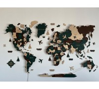 3D Wooden World Map, Tundra Color, XS-100*65cm (No Backlight), Ukrainian, Mordor