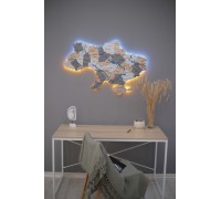 Mapa Ukrainy z malowanymi rzekami, kolor Stone L - 200 * 135 cm, z podświetleniem, żółto-niebieska