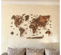 Деревянная карта мира 3D цвет Тибет L-240*145 см (Без подсветки), Английский, Error 404