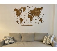 3D Wooden World Map, Hazelnut, 100*65cm (No Backlight), English, Mordor