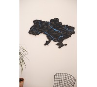 Map of Ukraine with rivers drawn in Black, L - 200 x 135 cm, No backlight, No backlight