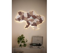 Mapa Ukrainy z podświetlonymi rzekami, kolor camelowy, L - 200 * 135 cm, ciepła
