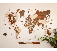 3D-Weltkarte aus Holz, Standardfarbe, XS-100*65cm (mit Hintergrundbeleuchtung), Ukrainisch, Mordor