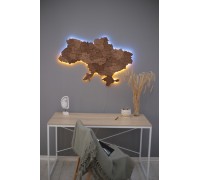 Karte der Ukraine ohne Flüsse, Haselnussfarbe, S - 120 * 80 cm, mit Hintergrundbeleuchtung, gelb-blau