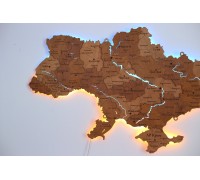 Карта Украины с подсветкой рек цвет Арахис XS - 100 * 67 см, Холодная