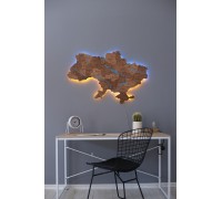 Map of Ukraine with rivers drawn in Hazelnut color, M - 150 * 95 cm, with backlight, yellow-blue